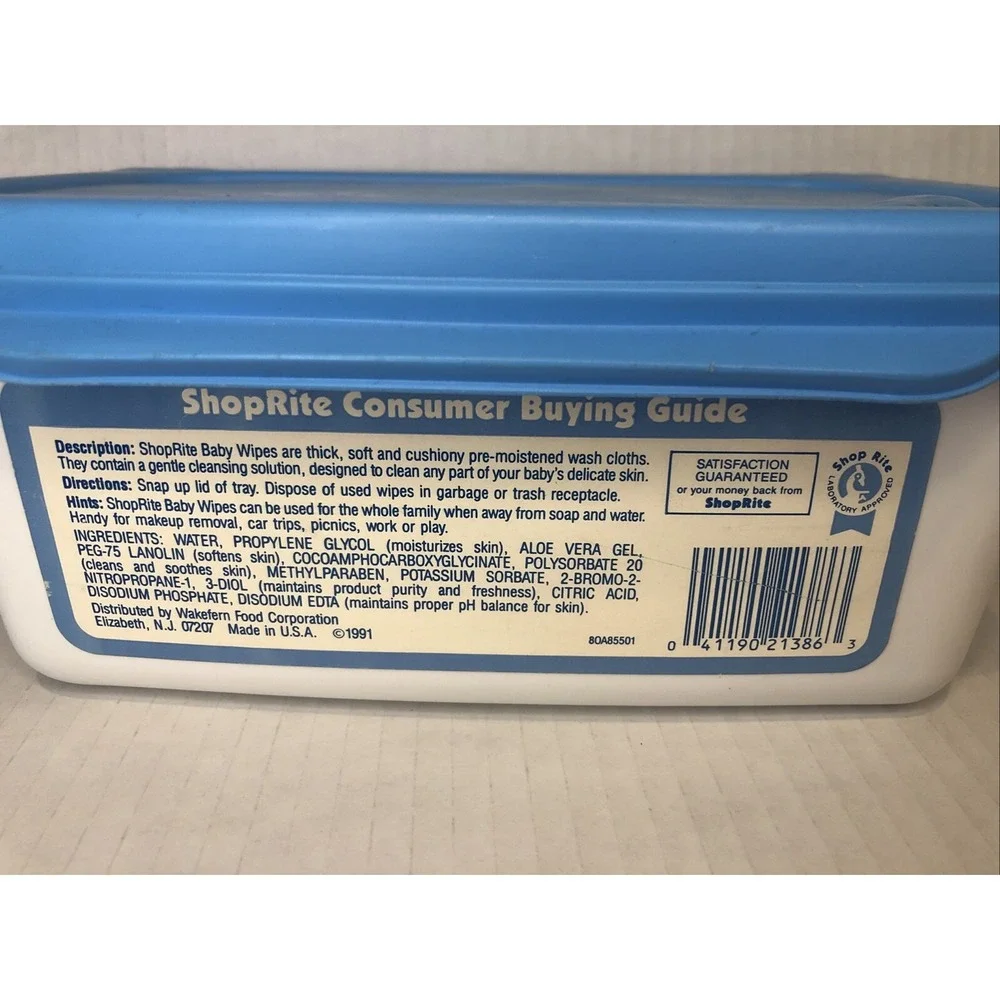 Vintage Baby‎ Wipes Empty Container 1991 Photo Prop Lid Is Loose